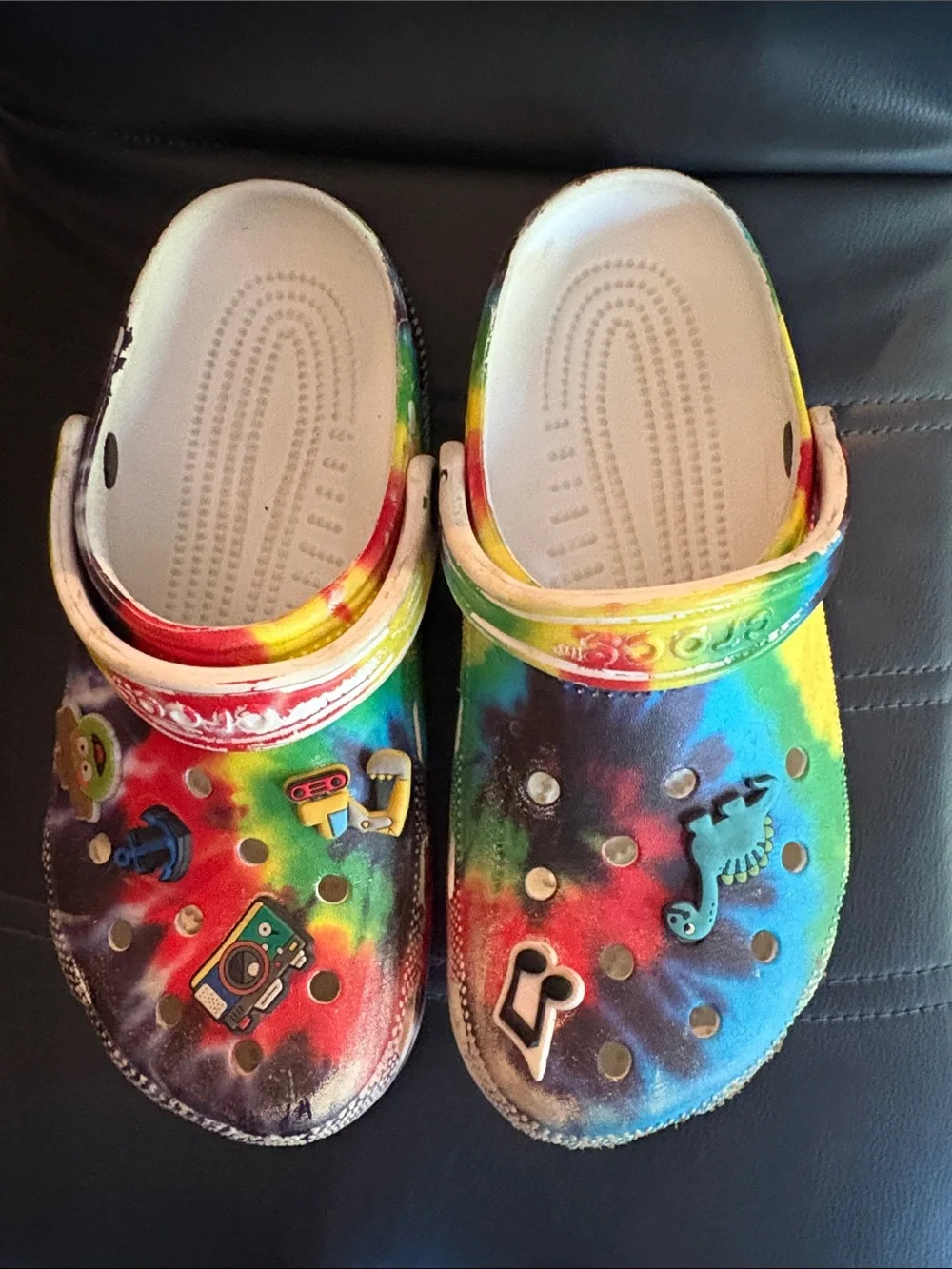 CROCS Rainbow Tie-Dye Clog with Jibbitz Charms - Multicolor